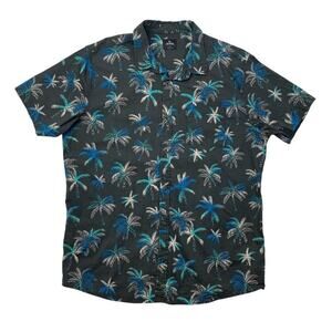 Rip Curl Shirt Mens XL Extra Large Charcoal Palm Hawaiian Cotton Stretch